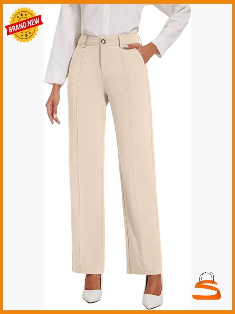 Women's Stretchy Straight Leg Work Pants Business Casual Slacks